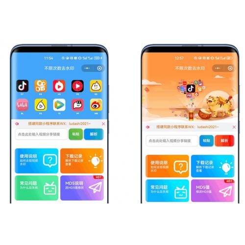 最新去水印小程序系统 前端+后端全套源码 多套模版 免授权